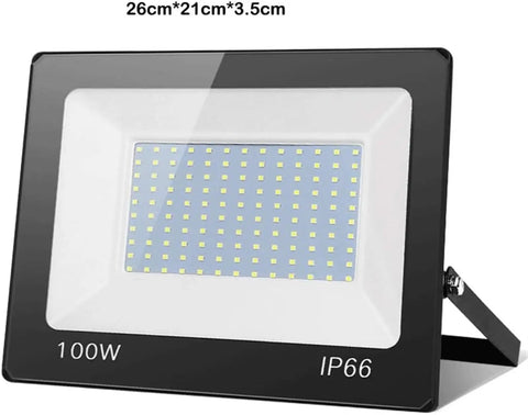 Led Flood Light, 10000Lm Waterproof Ip66, 3.5Cm Ultra-Thin Outdoor Sup, 100W, 26x21cm design with tempered glass.