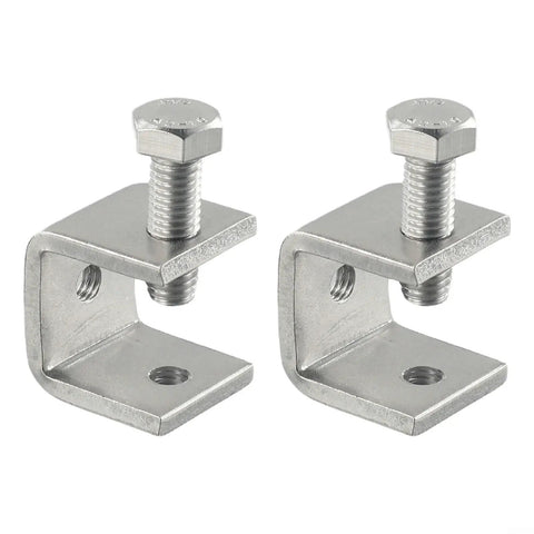 Heavy Duty Stainless Steel C Clamp Set for Welding and Metalwork, Rust Resistant Desk Clamps in Two Pack, side view