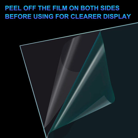 Workhorse Transparent Welding Lens Covers 100 Pack Real Deal Clear Filter 2X4 Replacement Shield film being peeled off for clearer display.
