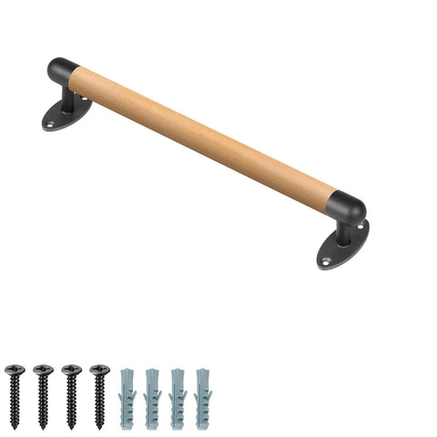 Forever Built Wood Handrail For Indoor Stairs With Wall Mount And Heavy Duty Metal Brackets 26 Inch, beech wood grip, screws