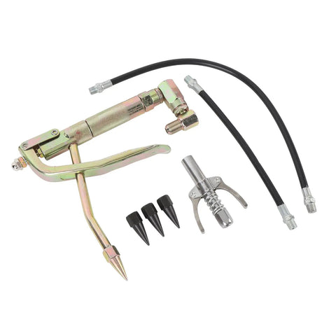7 Piece Grease Tool Nozzle Kit With Heavy Duty Metal Couplers And 230mm And 400mm Hoses For Air Compressors
