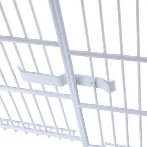 4 Pack Ventilated Wire Shelf Corner Brackets For Closet Shelving Epoxy Coated Steel close-up of installed corner bracket