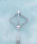 Heavy Duty Drain Chain Cleaner Steel Wire Pipe Dredger Auger Head Tool for Plumbing Lines, silver chain cutter head close-up.