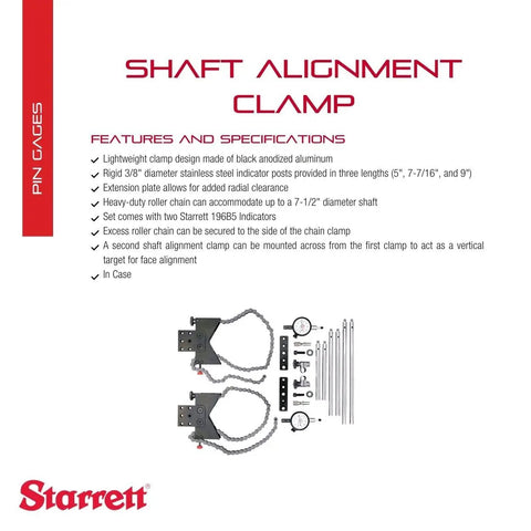 Top Shelf Shaft Alignment Clamp Set For Electric Motors Pumps And Compressors With Quick 3/8 Inch Dead Accurate Setup. Features heavy-duty chain, black anodized aluminum body.
