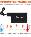 Heavy Duty Silicone Battery Heater Pad With Auto Thermostat Control Keeps Your Ride Kickstarting Fast In Brutal Winter Chill For Smooth Cold Morning Starts At One Twenty Volt Sixty Watt Grey showing thermostat details and power cord.