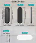 Size details of two pack self adhesive drawer pull handles, 4-5/16 inch aluminum alloy, front, back, flank views, kitchen use.