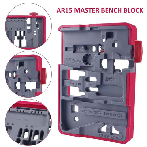 Non Slip Bench Block Kit With Universal Gun Block And Pro Pin Punch Set showcasing AR15 master bench block design.
