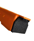 Close-up of heavy-duty steel component of Portable Motorcycle Maintenance Stand With Adjustable Height Lift For Chain Cleaning And Lubrication.