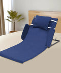 Adjustable Electric Lift Backrest For Bed With Strong Steel Frame And Thick Sponge Lumbar Support Up To 330 Pounds in blue fabric