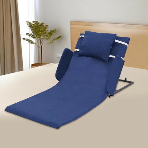 Adjustable Electric Lift Backrest For Bed With Strong Steel Frame And Thick Sponge Lumbar Support Up To 330 Pounds in blue fabric