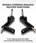 Left And Right Steering Knuckle For Go Kart KT196 CK196 T KT194 196cc, black metal design with ball joints, pair of two shown