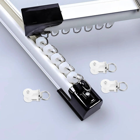 30 Piece Heavy Duty Curtain Track Roller Hooks Featuring Double Alloy Wheels And Slide Like Butter Smooth Pulleys For Zero Hassle Installation and pulleys.