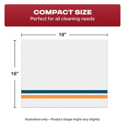 Heavy Duty White Terry Cloth Rags 16x19 Inches Bulk Box of 22 Reusable Cotton Cleaning Towels dimensions illustration