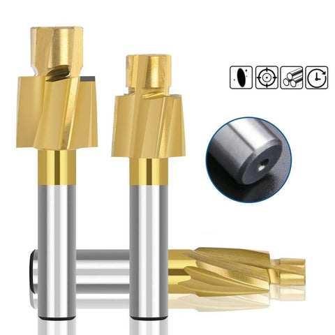 NUSHKI HSS counterbore end mills set, 3 gold-fluted cutters with silver shanks (M10.3x16.8x12x74)