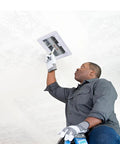 Man installing Plastic Access Panel For Drywall Ceiling 4 X 6 Inch Reinforced Plumbing Wall Access Doors Removable Hinged White