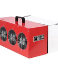 Greron Benchtop Dust Collector With 725 Cfm Powerful Air Filtration System showing three fans, portable design, and red finish.