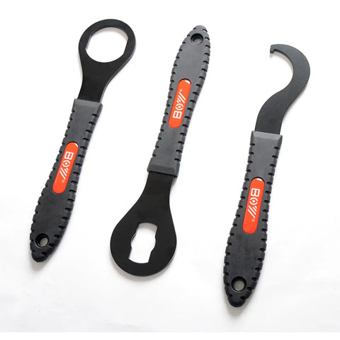 Set of three black spanners for Pro Grade Lock Spanner For Bike Bottom Bracket Removal Tool Notched Cups For Old School Vintage Bicycles