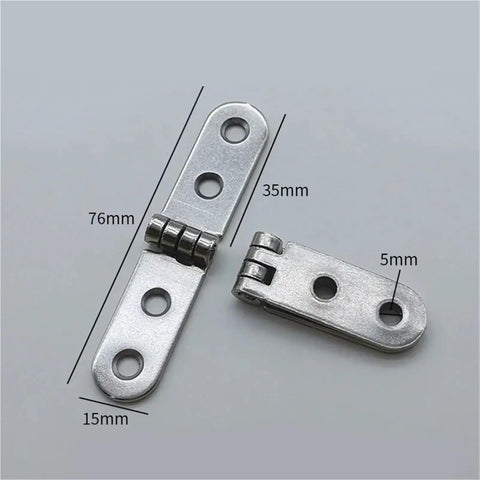 32 Pack 180 Degree Foldable Screw-On Hinge Flaps for Sewing Machine Cabinets and Furniture Doors, shown in metal finish