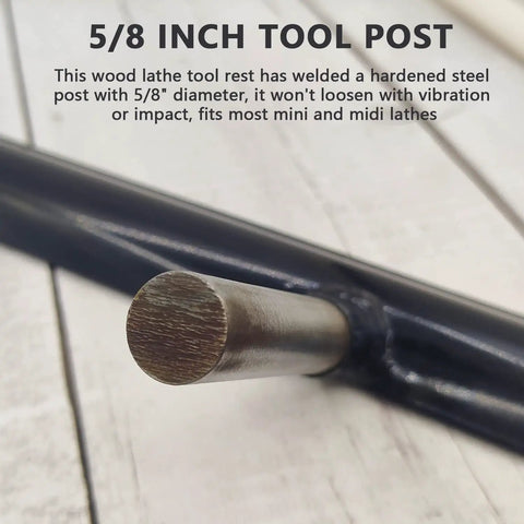 Close-up of 5/8 inch post on Stainless Steel Lathe Tool Rest With 5 By 8 Inch Post 12 Inch Wood Lathe Turning Accessory for Woodworking