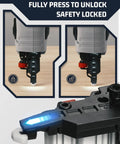 Kickass Cordless Brad Nailer Kit Cruises Through 18 Gauge Trim Work with safety lock feature and battery indicator light.