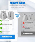 Brand New 2-Pack Polished Chrome Shower Knobs Replacement Kit With Base Connectors And Screws For Universal Bathtub Faucet Handle Remodel Project Perfect Makeover Upgrade, chrome hexagonal knobs for 12-tooth 9.5mm valve stem