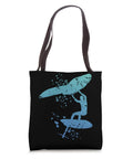 Colorsplash Wing Foil Tote Bag For Wing Surfing Fans With Watercolor Splash Artwork Showing A Man Wingboarding, black 16x16 inch