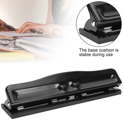Ultra Compact 4 Hole Paper Punch For A4 Refills 6mm Hole Diameter 10 Sheet Capacity Portable Manual Desk Puncher Black
