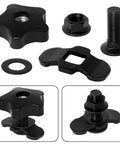 Heavy Duty L Track Threaded Stud Fittings With Knobs, 1.18 Inch Bolt Height, 6 Pack, Black Coated Steel components.