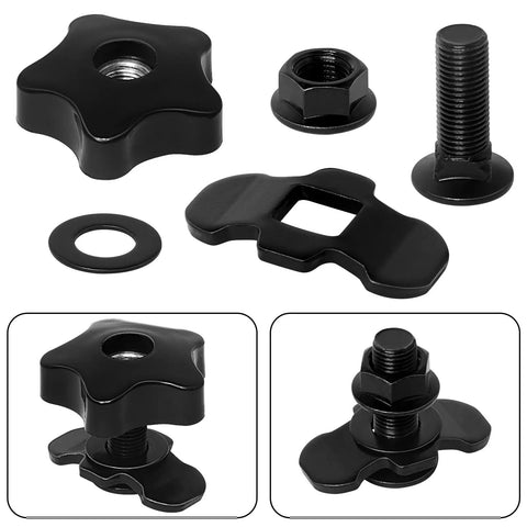Heavy Duty L Track Threaded Stud Fittings With Knobs, 1.18 Inch Bolt Height, 6 Pack, Black Coated Steel components.