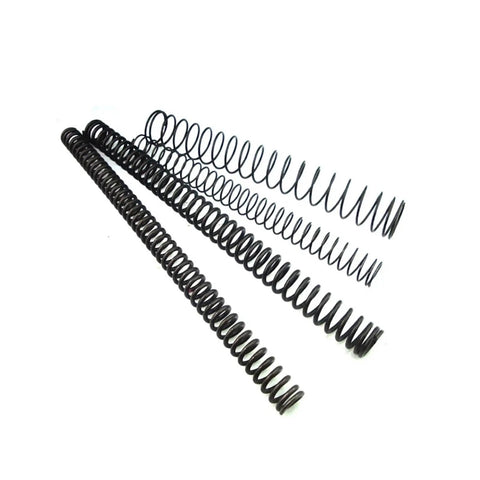 Three Heavy Duty Pro Grade Badass 65Mn Steel Compression And Tension Springs for automotive fixes, showcasing various lengths.