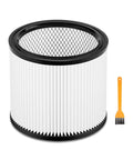 Reusable Wet Dry Vacuum Filter Replacement For Shop Vac 90304 90333 90350, HEPA cartridge with cleaning brush, white and black.