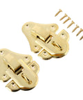 Two Pack Antique Silver And Gold Key Hasp Lock Set For Jewelry Boxes And Small Chests Toggle Latch Hardware 48x35mm with screws