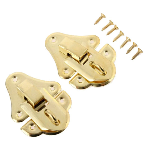 Two Pack Antique Silver And Gold Key Hasp Lock Set For Jewelry Boxes And Small Chests Toggle Latch Hardware 48x35mm with screws