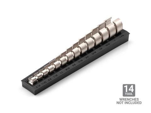 14 Tool 3/8 Inch Drive Flare Nut Crowfoot Wrench Organizer Rack Black for 5/16 to 1-1/16 Inch Wrenches, no wrenches included