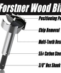 Heavy Hitter 16 Piece High Carbon Steel Forstner Drill Bit Set With Hex Shank For Smooth Woodworking And Clean Hole Cutting, 3/8" shank.