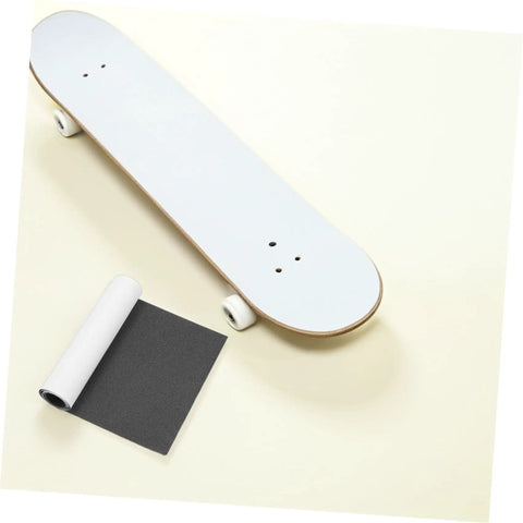 Two Pack Black PVC Grip Tape Sheets For Skateboard And Scooter Decks Weatherproof No Slip Traction beside white skateboard
