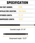 Specifications for Buick Enclave Hatch Lift Support Rear Liftgate Shocks 2008 2015 Tailgate Struts Gas Spring Rod 6165 2 Pack