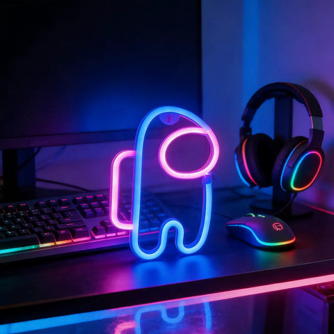 Lit Alien Neon Sign Light Astronaut LED Decor with USB or Battery for Kid Room Bedroom Bar Game Room Christmas Party Gift