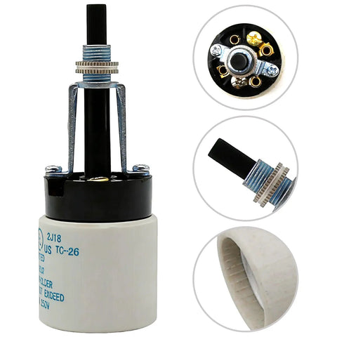 E26 Universal Ceramic Light Socket With Rotary Switch 250V 660W For Lamp Replacement No Fuss Twist Knob Repair High Heat Resistant Porcelain Socket For DIY Lighting Projects And Upgrades, angled view