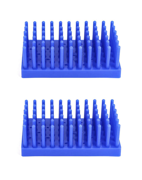 Must-Have Test Tube Drying Rack Set, 66-Position Plastic Spike Rack For 12 To 16 mm Tubes, 2 Pack In Blue, Durable Lab Drying