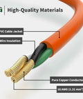 Heavy Duty 50 Foot Outdoor Extension Cord Waterproof 16 Gauge 3 Conductor SJTW With NEMA 5 15R Plug ETL Listed 13 Amp 1625 Watt
