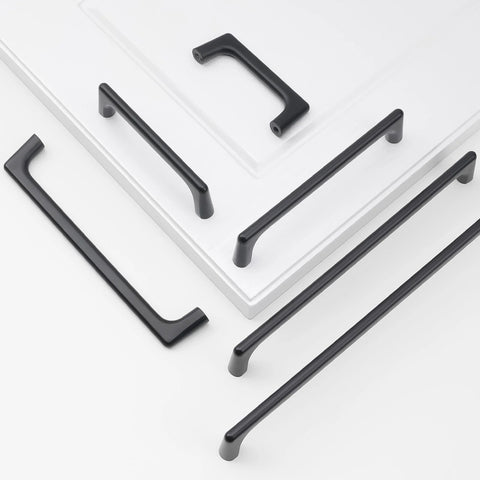 Ten Pack 5 Inch Matte Black Cabinet Pulls For Kitchen Cabinets, Drawers, Closets, And Dressers on white background