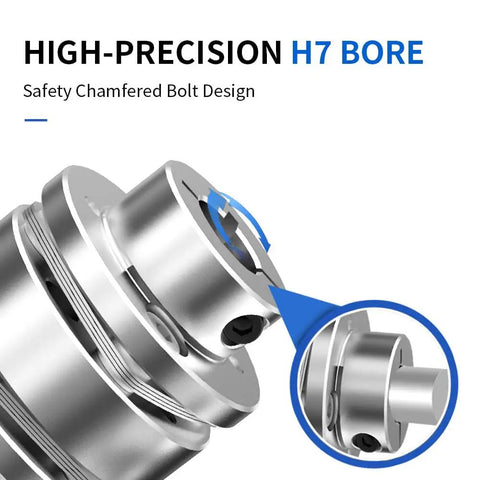 12.7mm To 12.7mm Flexible Flange Diaphragm Coupling For 3D Printers And CNC Machines, 39mm Diameter By 49mm Length, Aluminum Shaft Coupler With Dual Diaphragms For Servo And Stepped Motors, Pro Grade And Built Tough, H7 bore