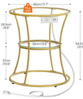 Round End Table With Charging Station And Glass Top, 2-Tier Gold Accent Side Table For Tiny Spaces, Perfect Nightstand Or Coffee Table, Dope Space Saver With AC Outlet, USB, Type-C And Long Power Cord dimensions and features