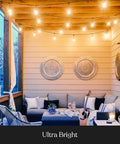 Dope Outdoor String Lights 48 Ft With 15 Dimmable Edison Bulbs 11W Waterproof Commercial Grade Patio Lights displayed on porch