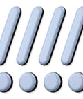 No Sweat Heavy Duty Self Adhesive Furniture Sliders For Carpet And Hardwood Floors includes 4 rectangular and 4 round glides in blue gray.