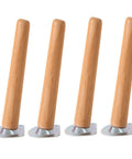 Dope Beech Wood Furniture Legs 10cm To 40cm Adjustable Height With Screws And Non Slip Pads, Stylish Oblique Design Set of 4
