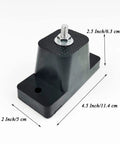 Heavy Duty Rubber Vibration Isolator Mounting Bracket For Outdoor AC Units, shown with dimensions and metal stud, 4.5 x 2.5 x 2 inches.