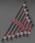 High Precision Aluminum Alloy Level with Exposed Magnets, various sizes displayed on a dark background for easy comparison.