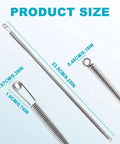 Two Pack Spring Drawstring Needle Threader Set dimensions with metal spring threaders and clip tips shown.
